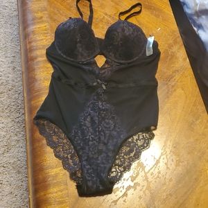 NWT black lace teddy